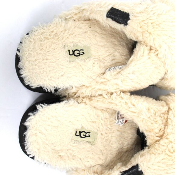UGG Fuzz Sugar Cross Slide 1120860 Slippers Sandals Cream Natural Sherpa Size 7 - Picture 5 of 9